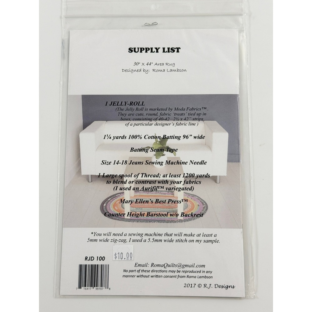 RJ Designs Jelly-Roll Rug Pattern Multicolor Sewing Instructions RJD100 - Picture 2 of 2